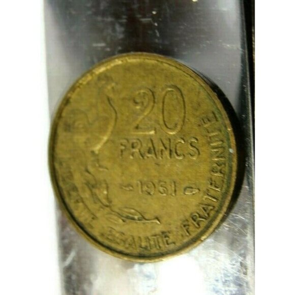 1951 20 Francs Money Clip Stainless Steel Cash ID Holder Silver - Picture 6 of 7